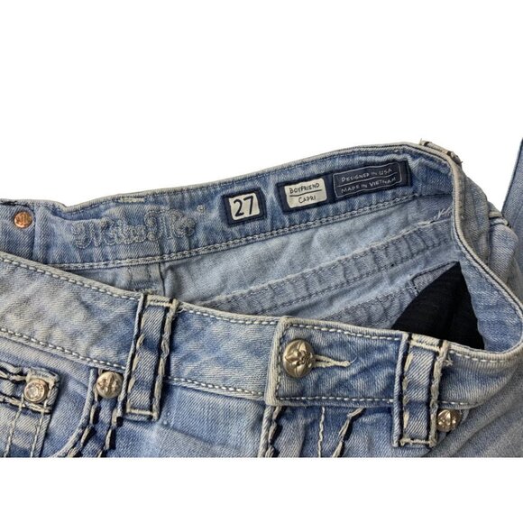 Miss Me Boyfriend Capri Jeans Sz 27 Light Wash Distressed Y2K - Picture 3 of 4